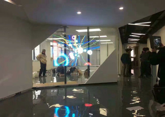 Tela de exposição de anúncio de vidro do diodo emissor de luz da parede video transparente de pouco peso do diodo emissor de luz